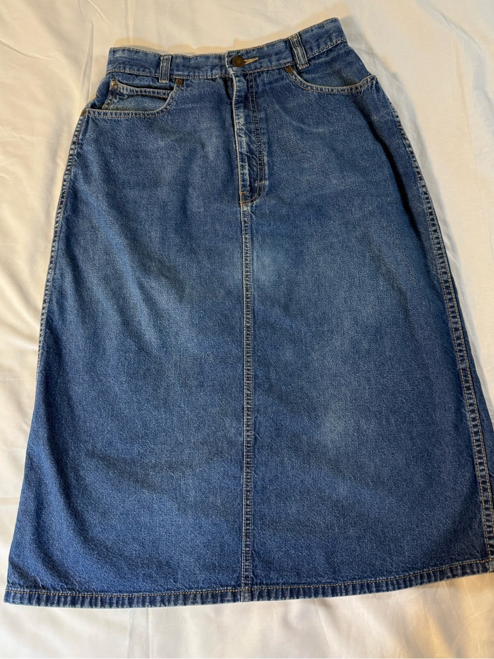 Vintage Calvin Klein Medium Blue Denim Midi Skirt